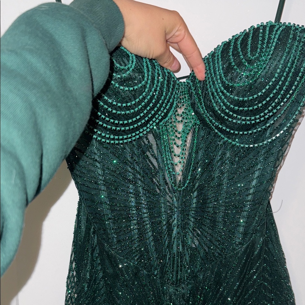Elegant Green Beaded Dress